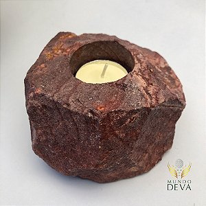 Porta vela Jaspe Vermelho em bruto