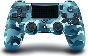 Controle Sony Dualshock 4, Sem Fio, LED Frontal, PS4, Camuflado Azul