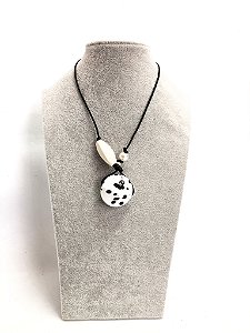 Colar Feminino Cordão Pedra Specchio Preto