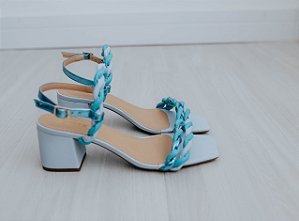 Sandália Feminina Salto Médio Adele Specchio Brand Azul