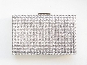 Clutch Feminina Quadrada Brilho Specchio Prata