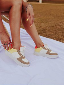 Tênis Feminino Maju Casual Specchio Brand Nude e Lima