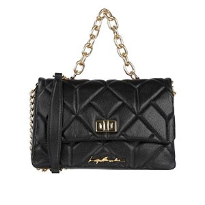 Bolsa Feminina Média Compartimento Alça Fecho Giratório  Viena Luiza Barcelos Preto