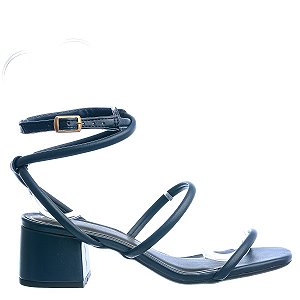 Sandália Feminina Salto Baixo Fivela Offline Azul Marinho
