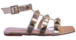 Rasteira Feminina Natana Spikes Real Life I Specchio Brand Dourado
