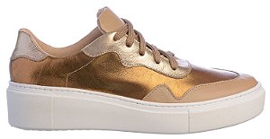 Tênis Feminino Miriã Metalizado Real Life I Specchio Dourado