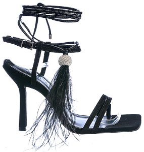 Sandália Feminina Pluma Bico Quadrado Schutz Preta