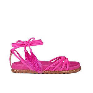 Papete Feminina Pluma Couro Luiza Barcelos Pink