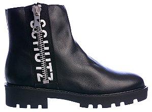 Bota Feminina Cano Baixo Couro Schutz Preta