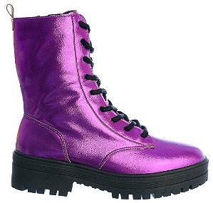 Coturno Feminino Valentina Metalizado Real Life II Specchio Brand Roxo