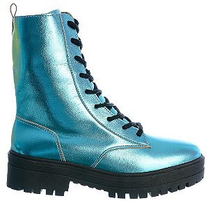 Coturno Feminino Valentina Metalizado Real Life II Specchio Brand Azul
