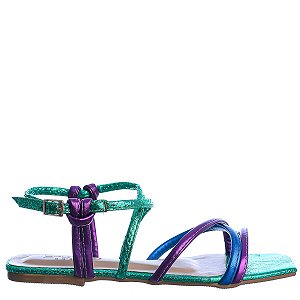 Rasteira Feminina Isabel Croco Colorindo Specchio Brand Verde Água