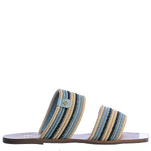 Rasteira Feminina Duas Tiras Linho Capodarte Azul