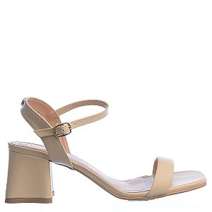Sandália Feminina Salto Bloco Lisa Offline Off White