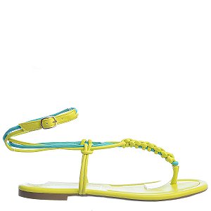 Sandália Feminina Rasteira Detalhe Neon Offline Verde Citron