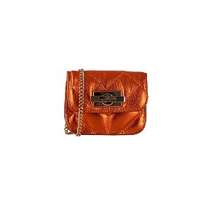 Bolsa Feminina Mini Shoulder Metalizada Prisma Luiza Barcelos Laranja