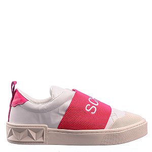 Tênis Feminino Logomania Detalhe Basic Couro Schutz Branco