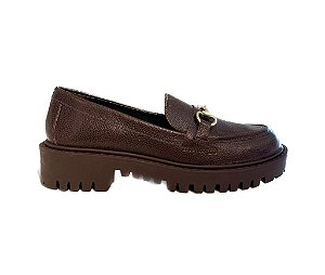 Mocassim Feminino Tratorado Texturizado Fivela Luiza Barcelos Marrom