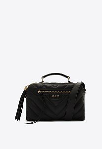 Bolsa Feminina Média Alça Tiracolo Textura Chevron Schutz Preta