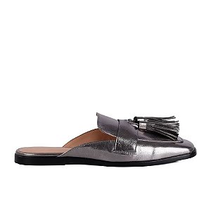Mule Feminino Bico Quadrado Barbicacho Luiza Barcelos  Chumbo