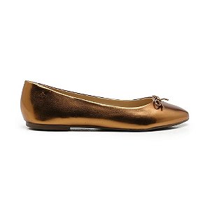 Sapatilha Feminina Bico Redondo Laço Capodarte Bronze