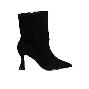Bota Feminina Cano Baixo Sobreposta Nobuck Luiza Barcelos Preto