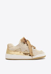 Tênis Feminino Cadarço Pins Mix Dourado Resort 24 Schutz Bege