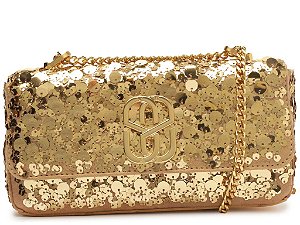 Bolsa Feminina Pequena Clutch Lantejola Resort 24 Schutz Dourado