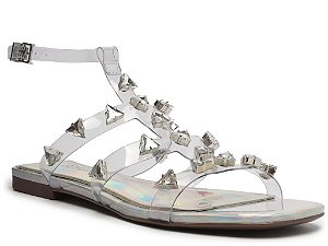 Sandália Feminina Holográfica Aplicações Vinil Glam SS24 Schutz Prata