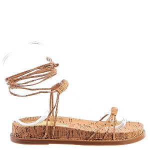 Papete Feminina Cortiça Tiras Artesanais Amarração SS24 Schutz Bege