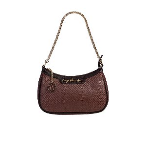 Bolsa Feminina Média Correntes Palha Luiza Barcelos Coffee