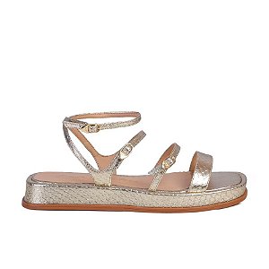Sandália Feminina Flatform Metal Texturizada Luiza Barcelos Dourada