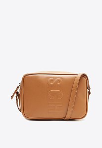 Bolsa Feminina Pequena Tassy Logomania SS24 Schutz Camel