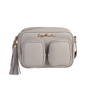 Bolsa Feminina Média Tiracolo Bolsos Externos Luiza Barcelos Cinza