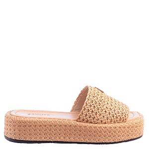 Flatform Feminina Palha Tramada Slide SS24 Schutz Bege