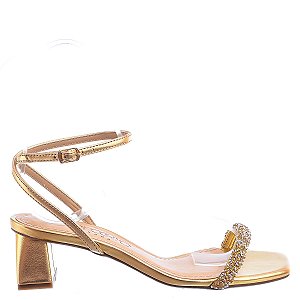 Sandália Feminina Betina Strass Fivela Raio de Sol Specchio Brand Dourado