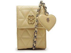 Bolsa Feminina Pequena Tiracolo New 4GRLS Detalhe Coração SS24 Schutz Bege
