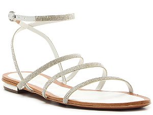 Rasteira Feminina Fivela Tiras Finas Strass VCZ24 Vicenza Branco