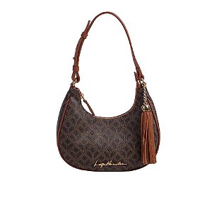 Bolsa Feminina Pequena Meia Lua Monograma Barbicacho Luiza Barcelos Marrom