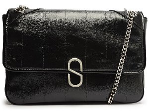 Bolsa Feminina Média Envernizada Alça Meia Corrente Fecho SS24 Schutz Preto