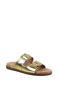 Flat Feminina Sofia Metal Textura Raio de Sol Specchio Brand Dourado