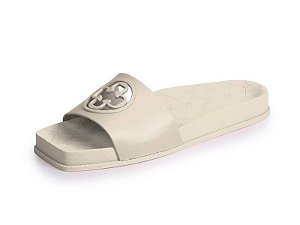 Chinelo Slide Gaspea Monograma Logo Vazado Capodarte Rafia