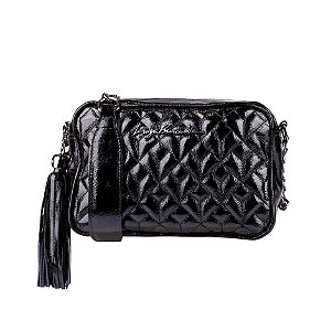 Bolsa Média Clássica Alça Corrente Verniz Luiza Barcelos Preto