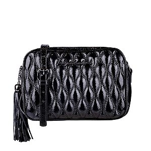 Bolsa Média Alça Verniz Zíper Matelassê Barbicacho Luiza Barcelos Preto