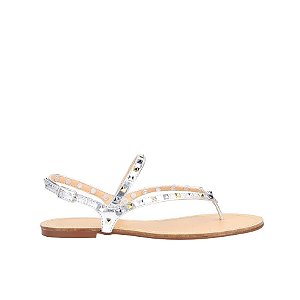 Rasteira Spikes Clássica Tiras Metalizada Luiza Barcelos Prata