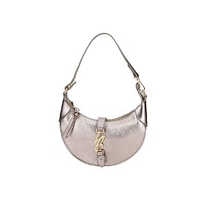 Bolsa Pequena Tiracolo Meia Lua Metalizado Luiza Barcelos Chumbo