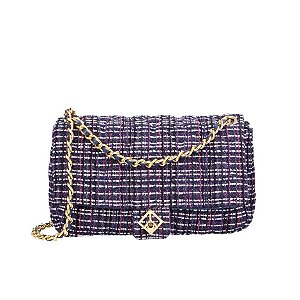 Bolsa Média Tweed Alça Correntes Luiza Barcelos Roxo