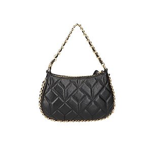 Bolsa média Matelassê Corrente Couro Luiza Barcelos Preto