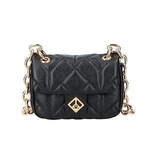Bolsa Pequena Alça Tiracolo Corrente Couro Luiza Barecelos Preto