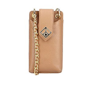 Mini Bolsa Porta Celular Corrente Couro Luiza Barcelos Nude